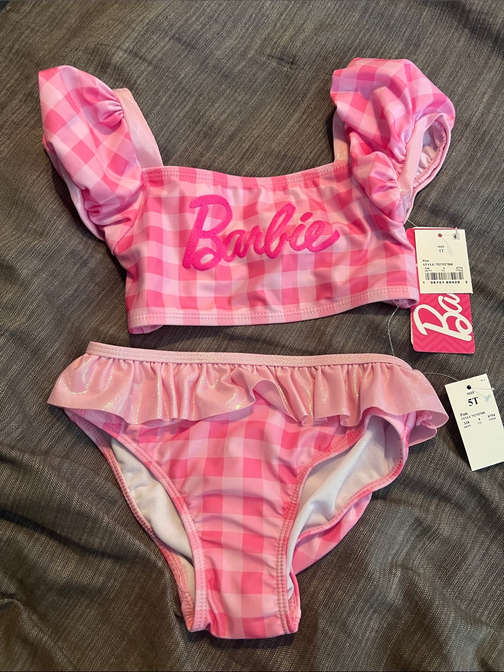 Barbie Pink Gingham Ruffle Two-Piece Swimsuit